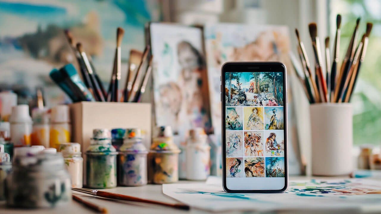 Instagram art gallery on phone