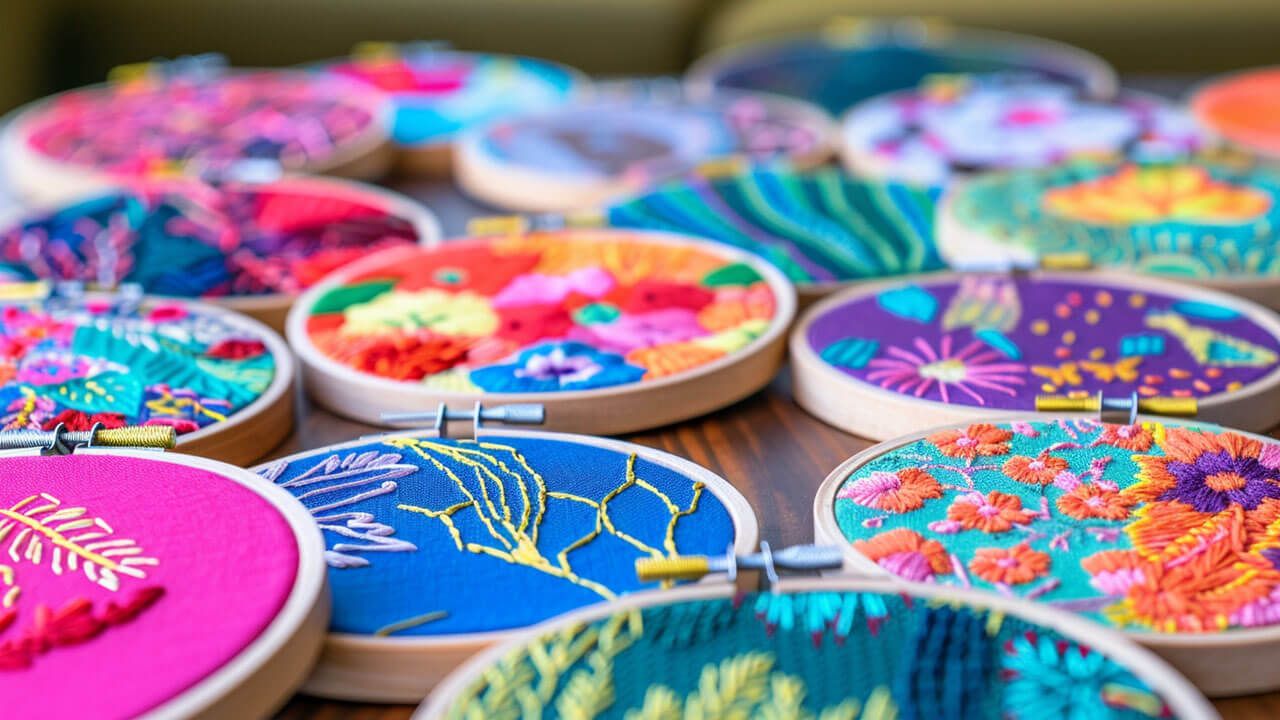 Assorted embroidery hoops