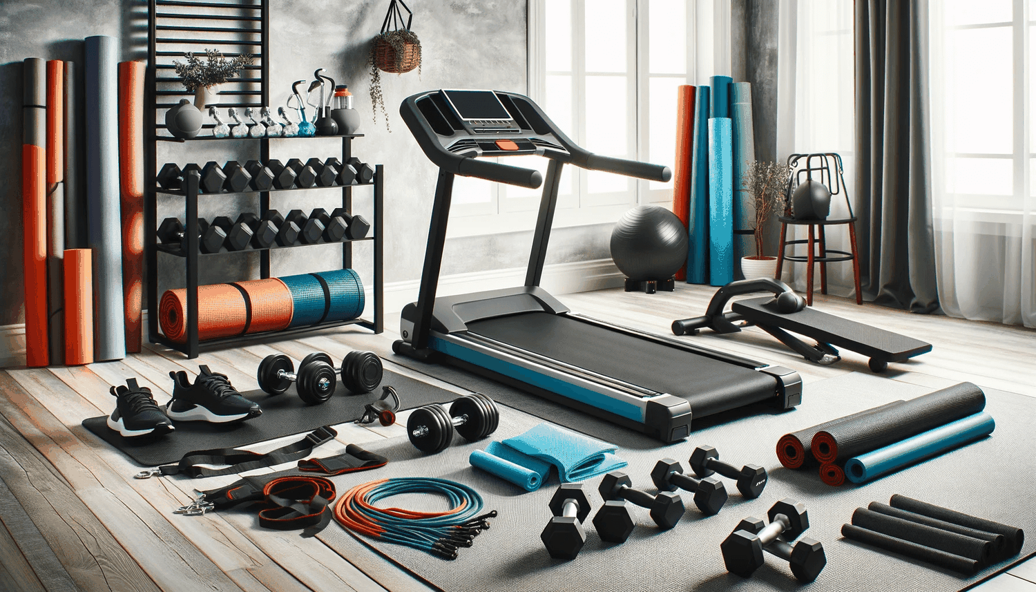 a range of home fitness equipment